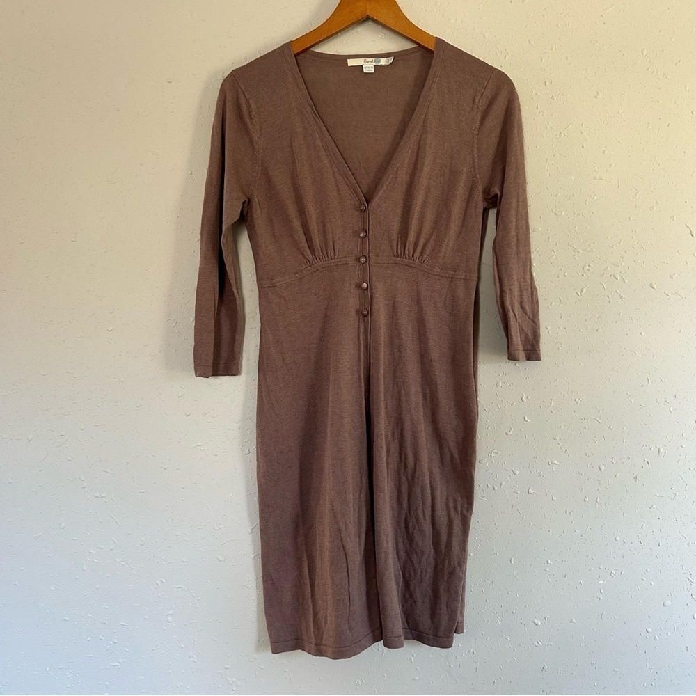 Boden Brown Taupe Cotton Silk Cardigan Duster Lightweight Size 8